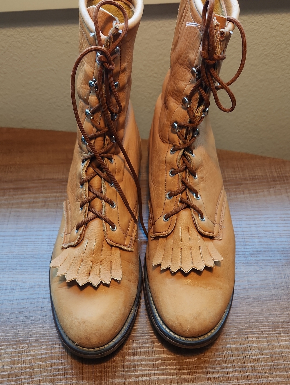 Laredo Tan Leather Lace-Up DRESS Boots